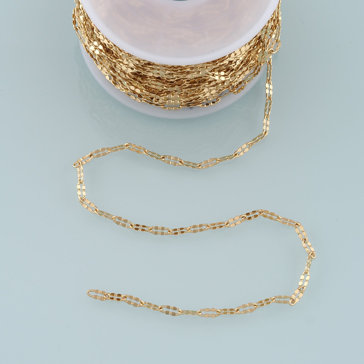Gold Oval Chain,18K Gold Filled Thin Oval Chain for Necklace Bracelet DIY Jewelry Making Supply