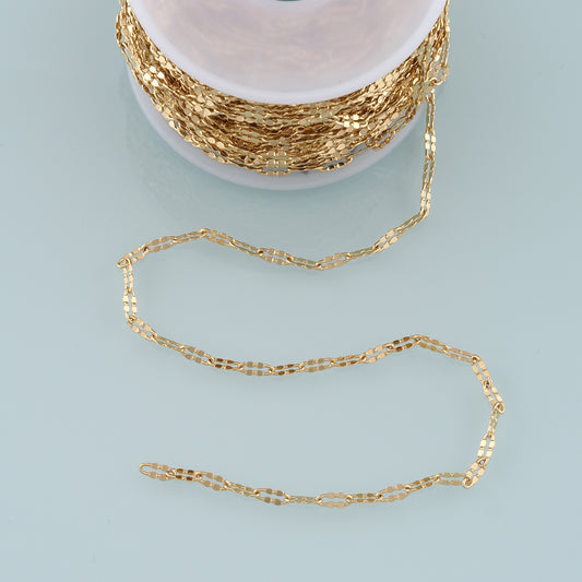 Gold Oval Chain,18K Gold Filled Thin Oval Chain for Necklace Bracelet DIY Jewelry Making Supply