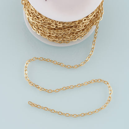 Gold Oval Chain,18K Gold Filled Oval Chain for Necklace Bracelet DIY Jewelry Making Supply