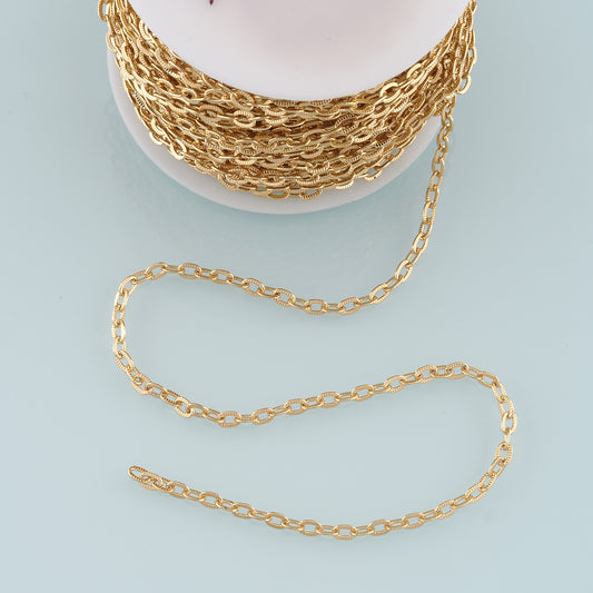 Gold Oval Chain,18K Gold Filled Oval Chain for Necklace Bracelet DIY Jewelry Making Supply