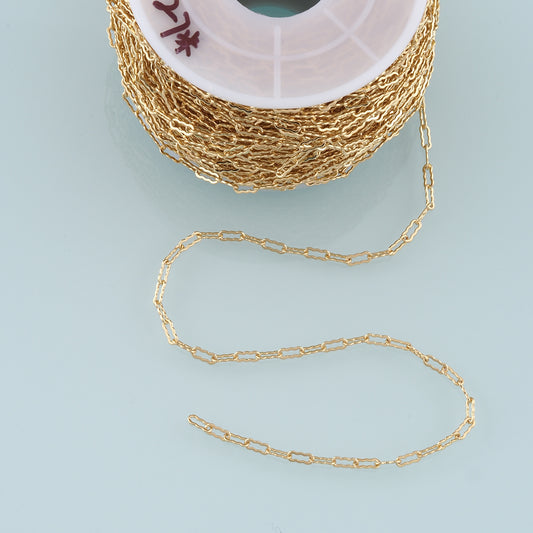 Gold Paper Clip Chain,18K Gold Filled Oval Chain for Necklace Bracelet DIY Jewelry Making Supply