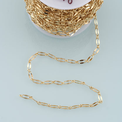 Gold Paper Clip Chain,18K Gold Filled Oval Chain for Necklace Bracelet DIY Jewelry Making Supply