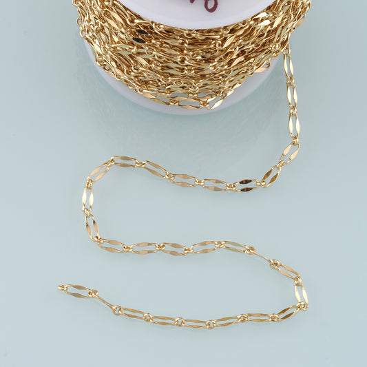 Gold Paper Clip Chain,18K Gold Filled Oval Chain for Necklace Bracelet DIY Jewelry Making Supply