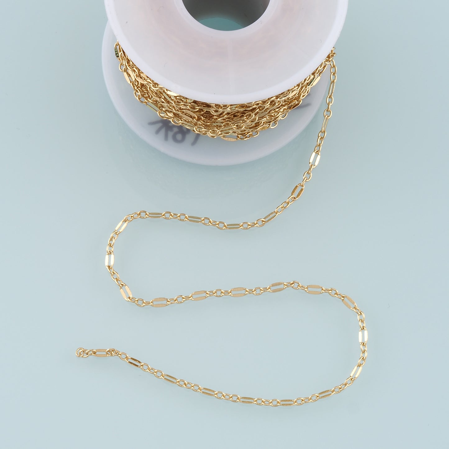 Gold Paper Clip Chain,18K Gold Filled Oval Chain for Necklace Bracelet DIY Jewelry Making Supply