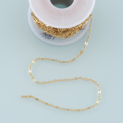 Gold Paper Clip Chain,18K Gold Filled Oval Chain for Necklace Bracelet DIY Jewelry Making Supply