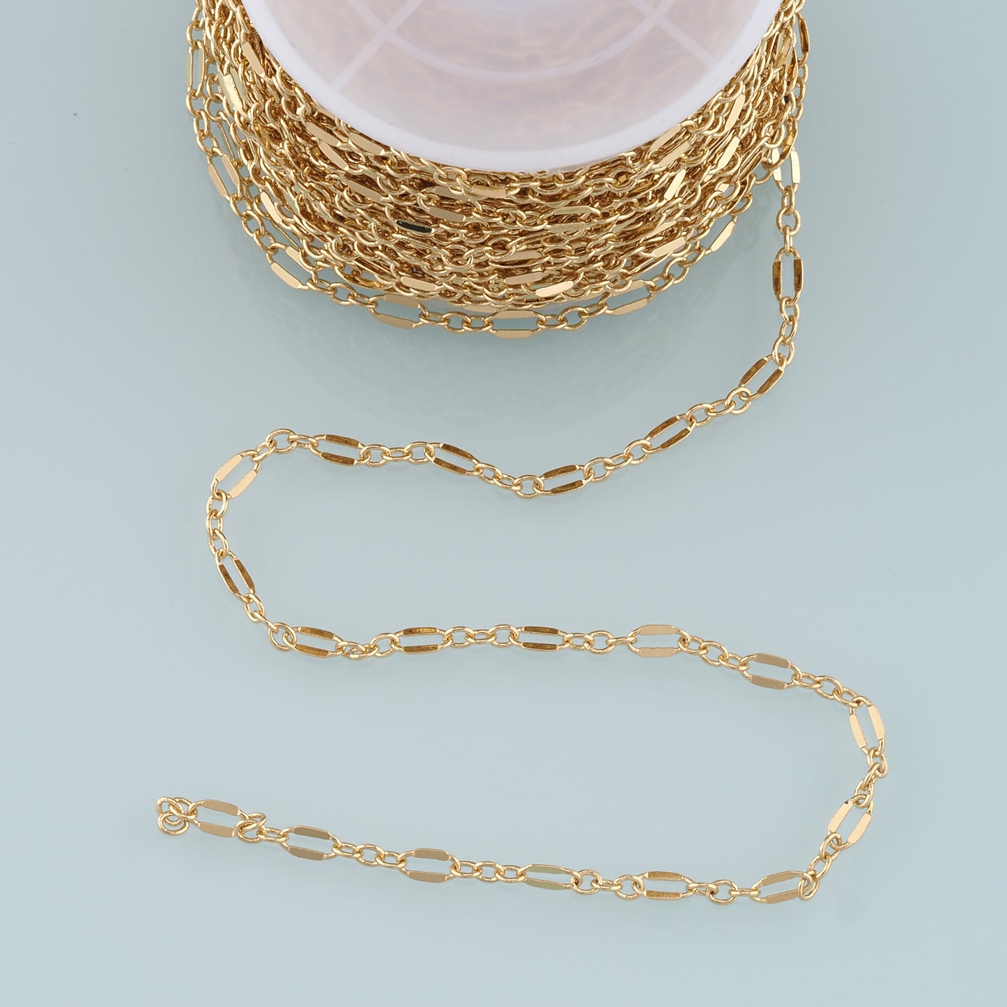 Gold Paper Clip Chain,18K Gold Filled Oval Chain for Necklace Bracelet DIY Jewelry Making Supply