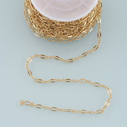 Gold Paper Clip Chain,18K Gold Filled Oval Chain for Necklace Bracelet DIY Jewelry Making Supply