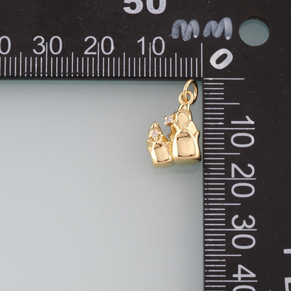 18K Gold Filled Flower Pendant,CZ Micro Pave Flower Charm Bracelet Necklace for DIY Jewelry Making Supply