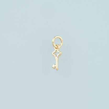 18K Gold Filled Key Pendant,Key Charm Bracelet Necklace for DIY Jewelry Making Supply
