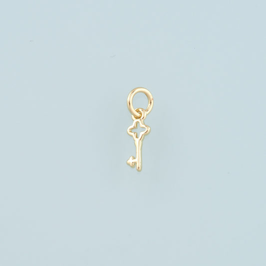 18K Gold Filled Key Pendant,Key Charm Bracelet Necklace for DIY Jewelry Making Supply