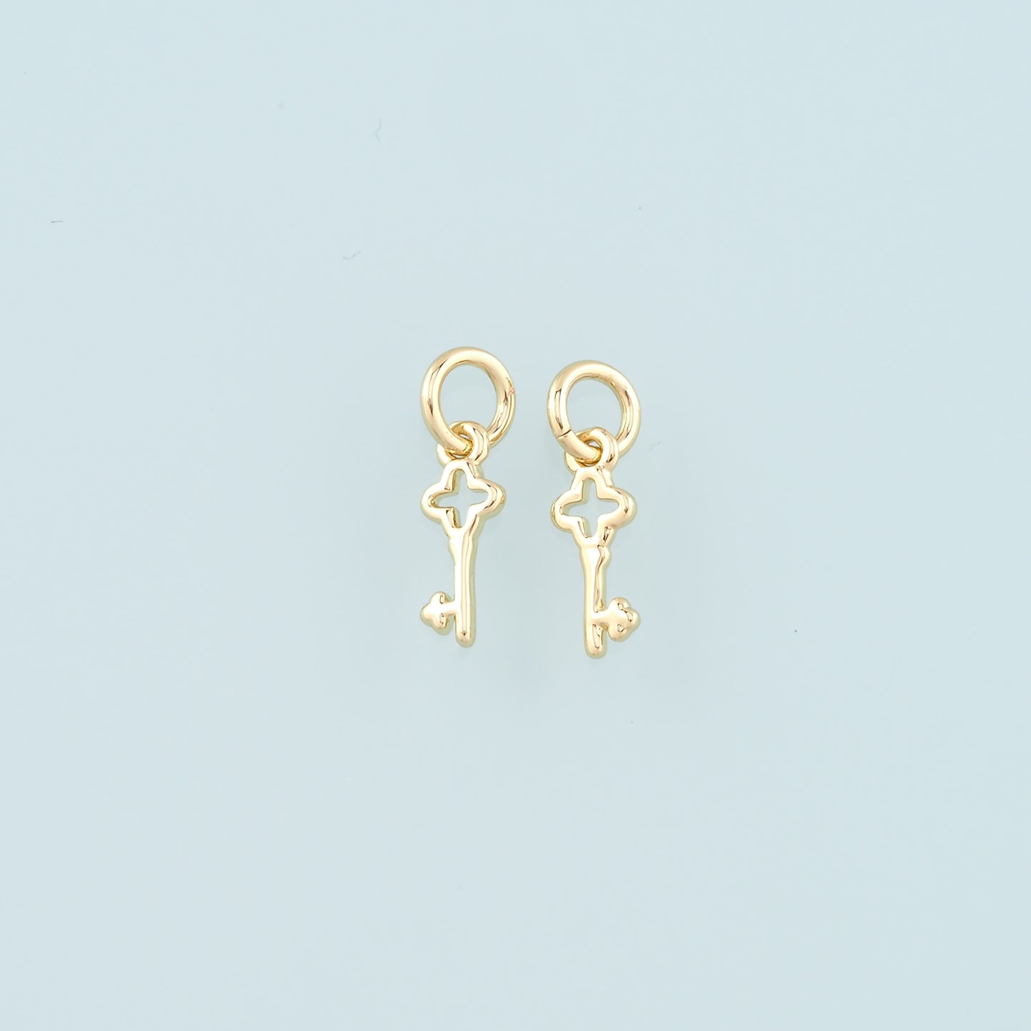 18K Gold Filled Key Pendant,Key Charm Bracelet Necklace for DIY Jewelry Making Supply