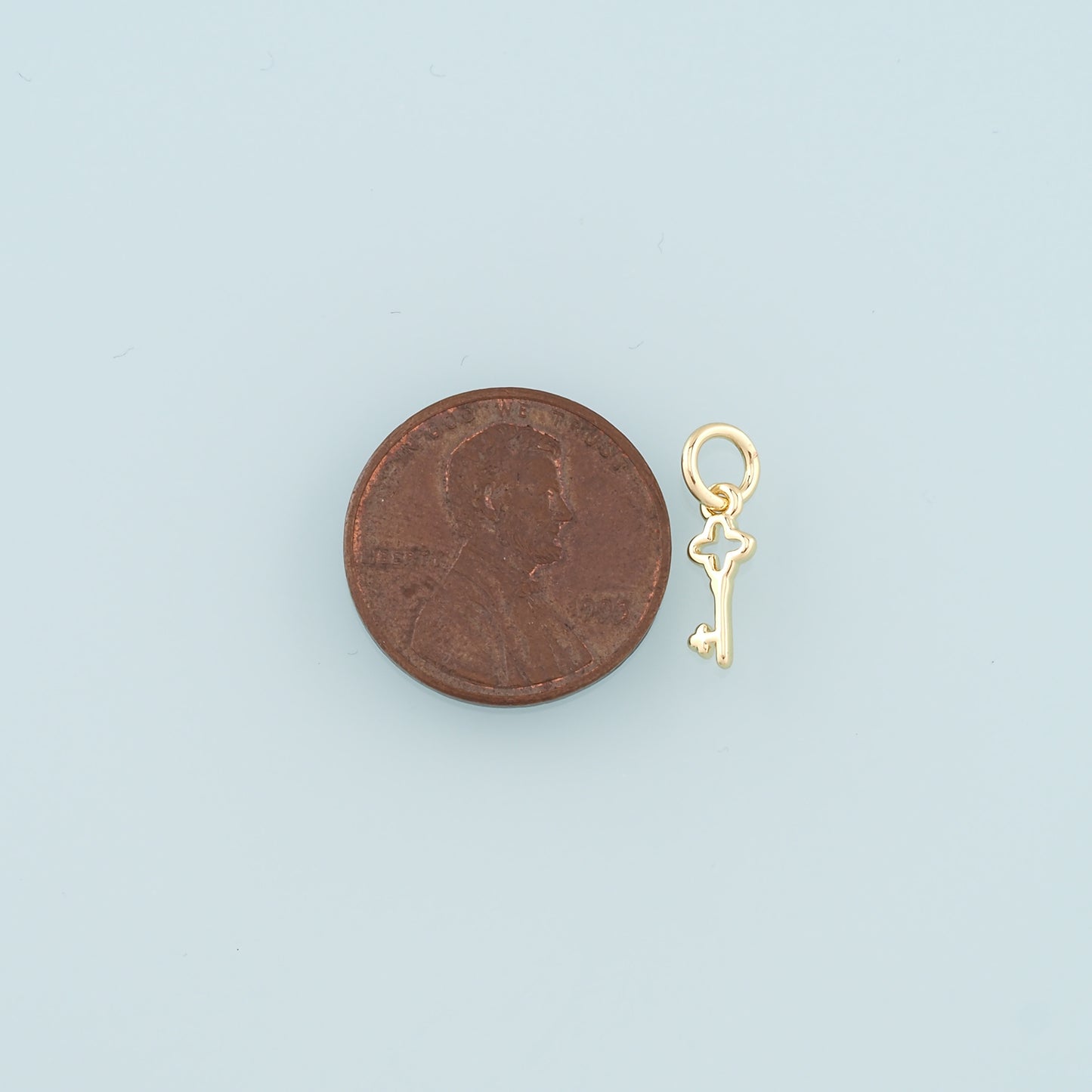 18K Gold Filled Key Pendant,Key Charm Bracelet Necklace for DIY Jewelry Making Supply