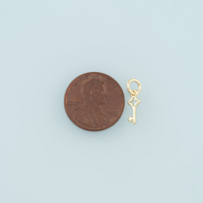 18K Gold Filled Key Pendant,Key Charm Bracelet Necklace for DIY Jewelry Making Supply
