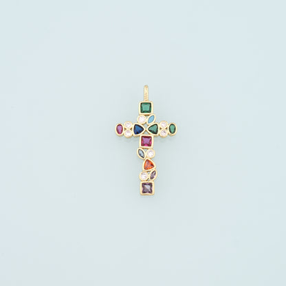 Gold Cross Charms,18K Gold Filled Cross Pendant,CZ Micro Pave Religion Charm Bracelet Necklace for DIY Jewelry Making Supply