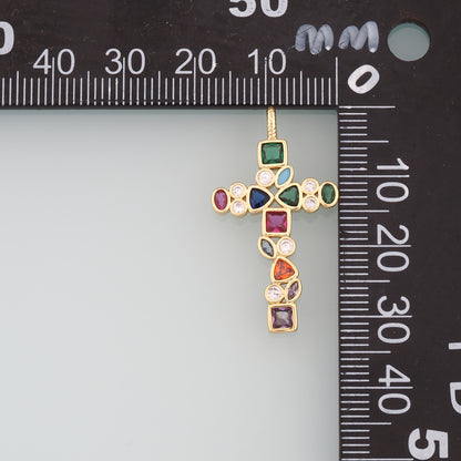 Gold Cross Charms,18K Gold Filled Cross Pendant,CZ Micro Pave Religion Charm Bracelet Necklace for DIY Jewelry Making Supply