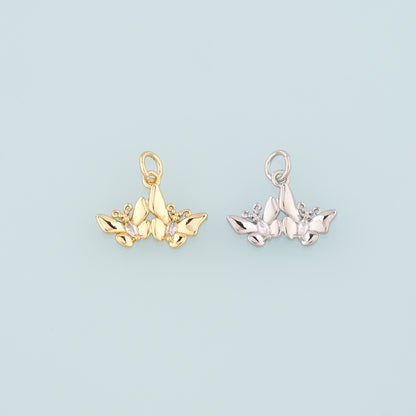 18K Gold Filled Butterfly Pendant,CZ Micro Pave Butterfly Charm Bracelet Necklace for DIY Jewelry Making Supply