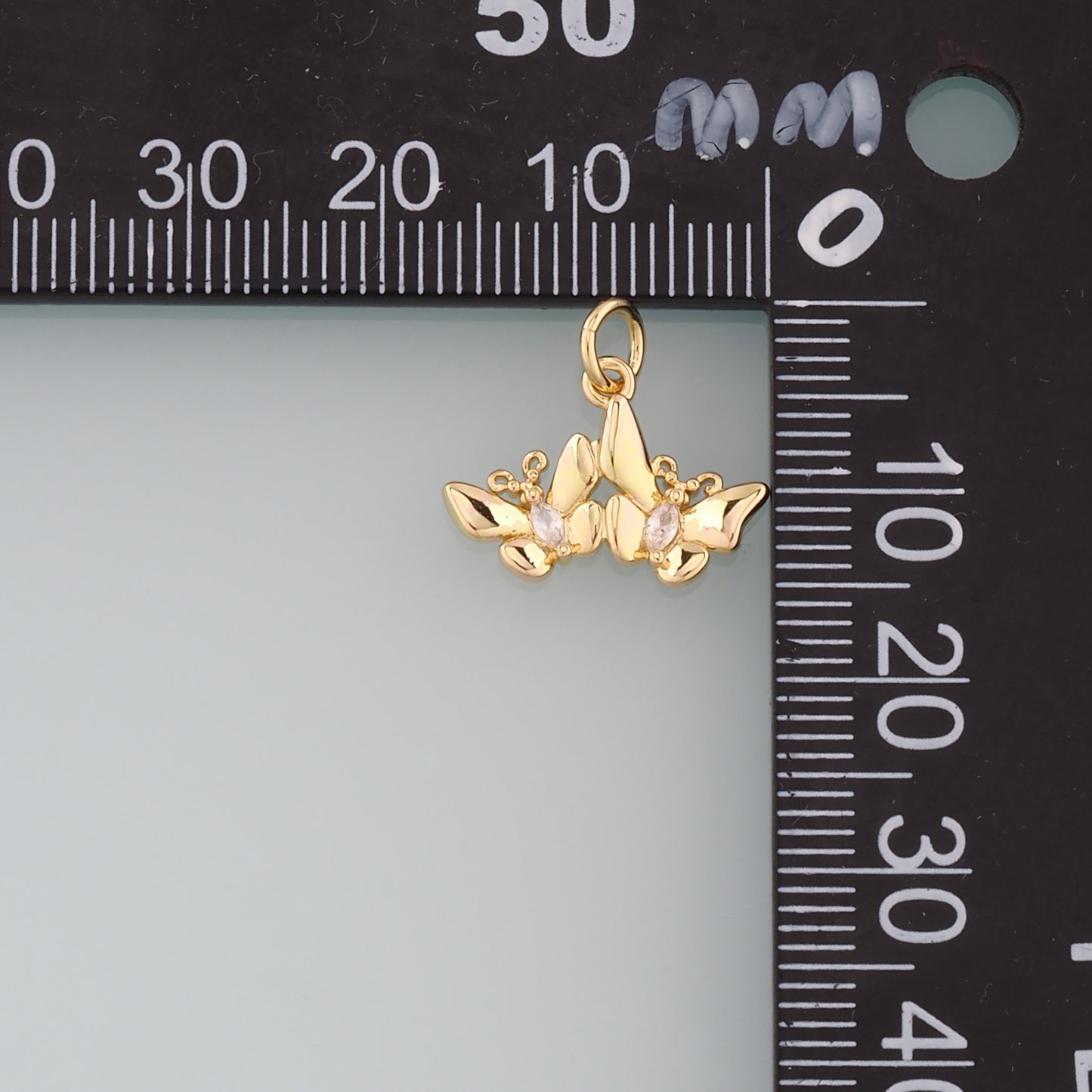 18K Gold Filled Butterfly Pendant,CZ Micro Pave Butterfly Charm Bracelet Necklace for DIY Jewelry Making Supply