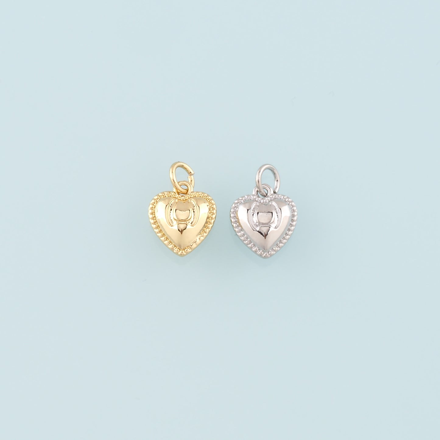 Gold Heart Charms,18K Gold Filled Heart Pendant,Dainty Heart Charm Bracelet Necklace for DIY Jewelry Making Supply