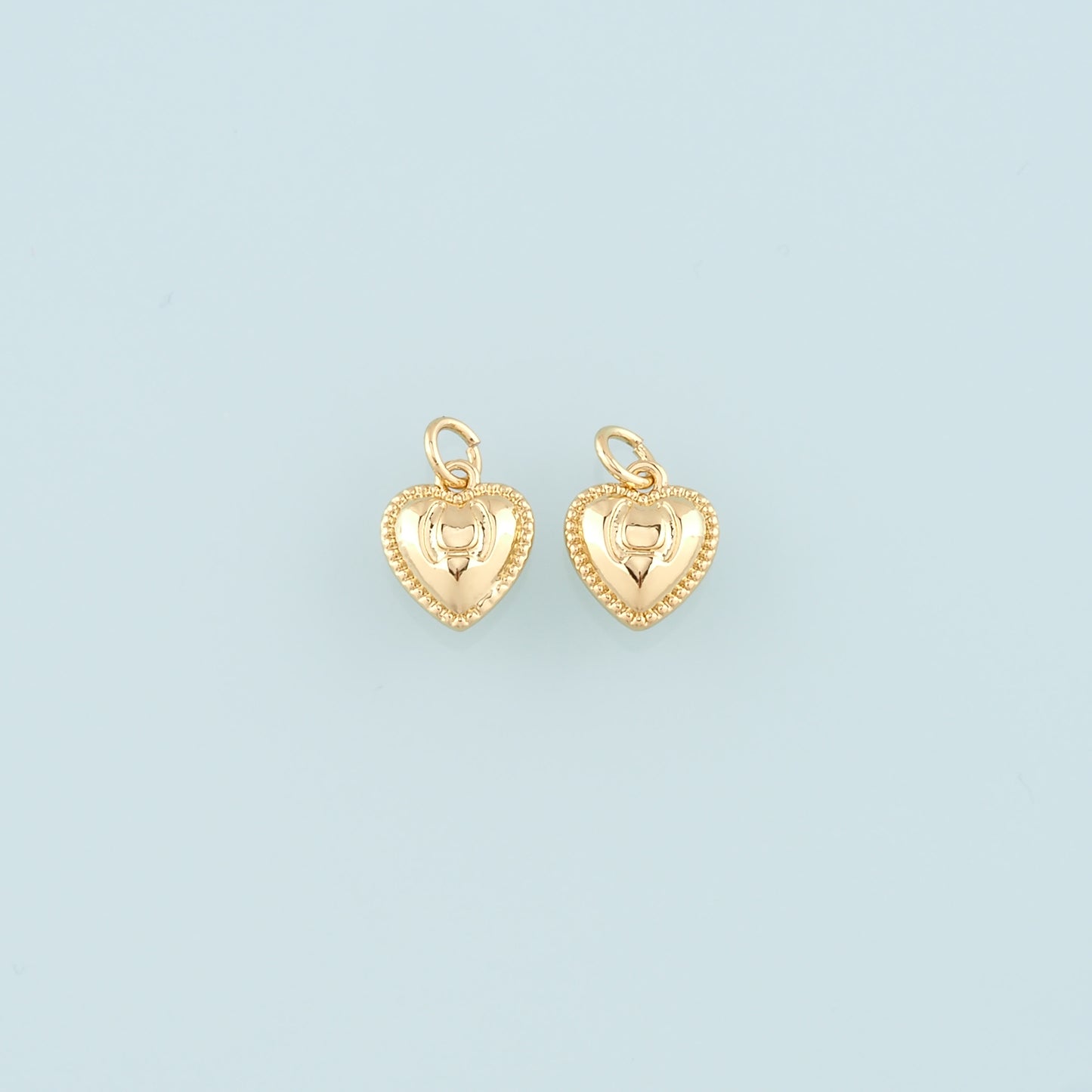 Gold Heart Charms,18K Gold Filled Heart Pendant,Dainty Heart Charm Bracelet Necklace for DIY Jewelry Making Supply