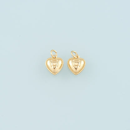Gold Heart Charms,18K Gold Filled Heart Pendant,Dainty Heart Charm Bracelet Necklace for DIY Jewelry Making Supply
