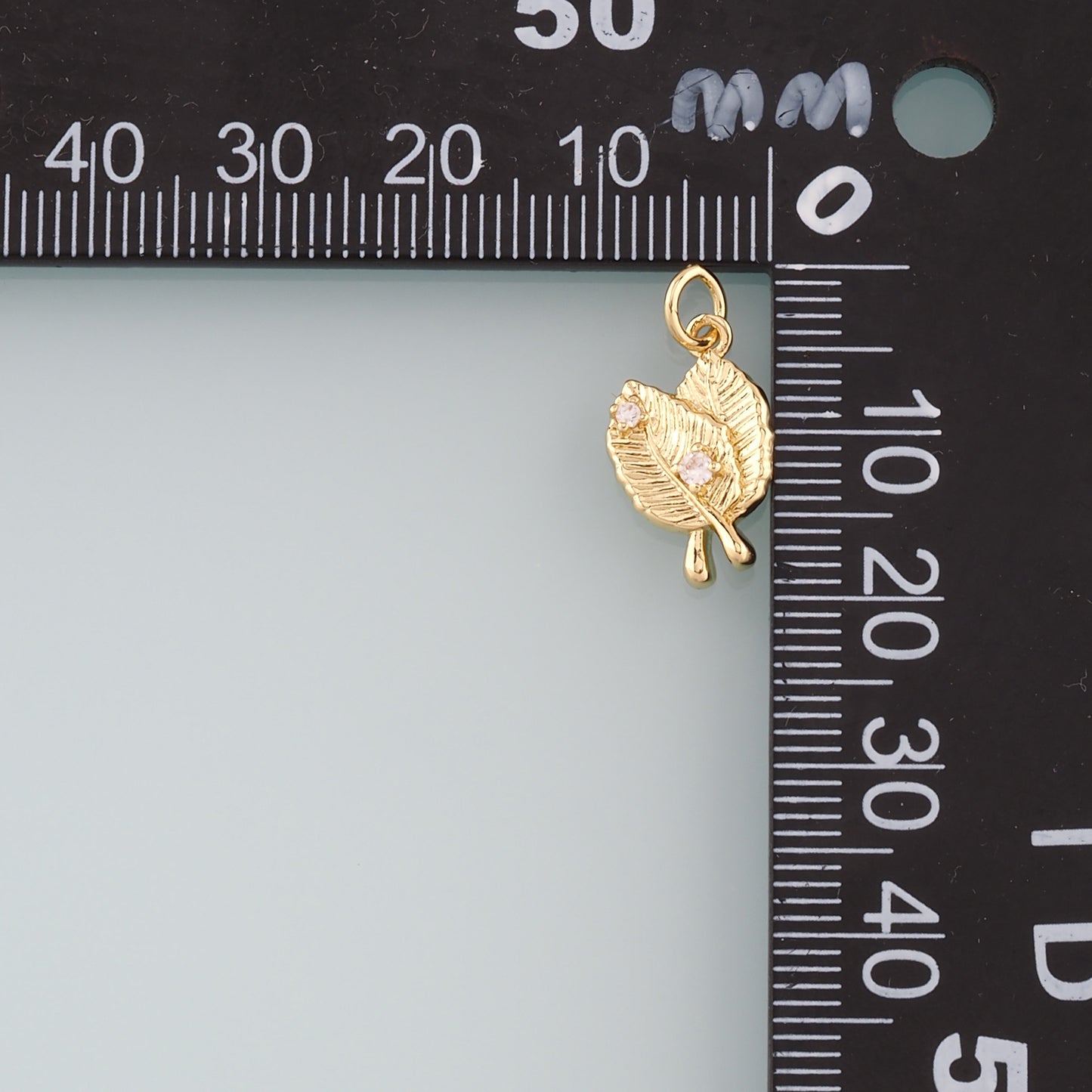 18K Gold Filled Leaf Pendant,CZ Micro Pave Leaf Charm Bracelet Necklace for DIY Jewelry Making Supply