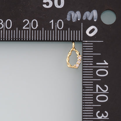 18K Gold Filled Irregular Oval Pendant,CZ Micro Pave Oval Charm Bracelet Necklace for DIY Jewelry Making Supply