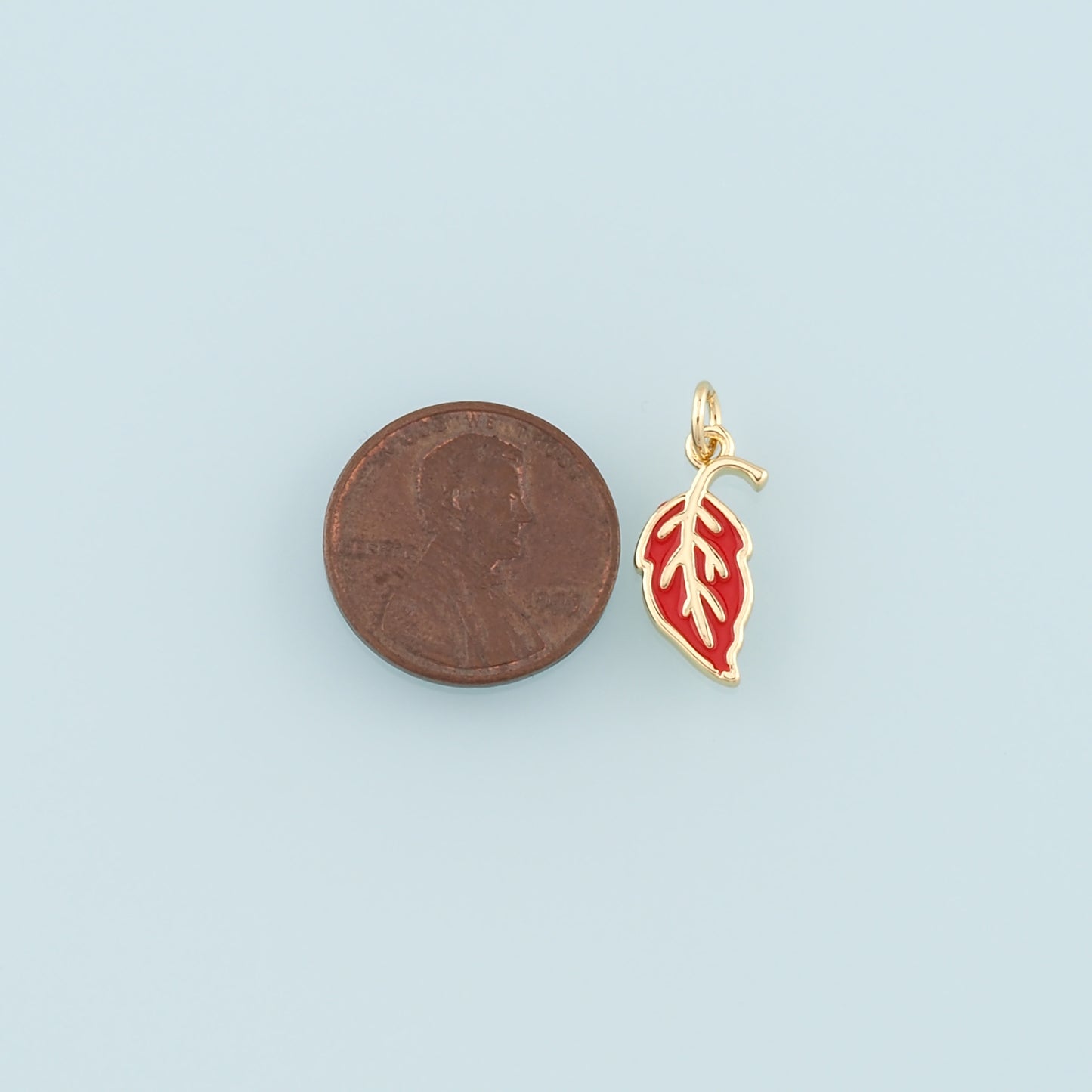 18K Gold Filled Leaf Pendant,Enamel Leaf Charm Bracelet Necklace for DIY Jewelry Making Supply