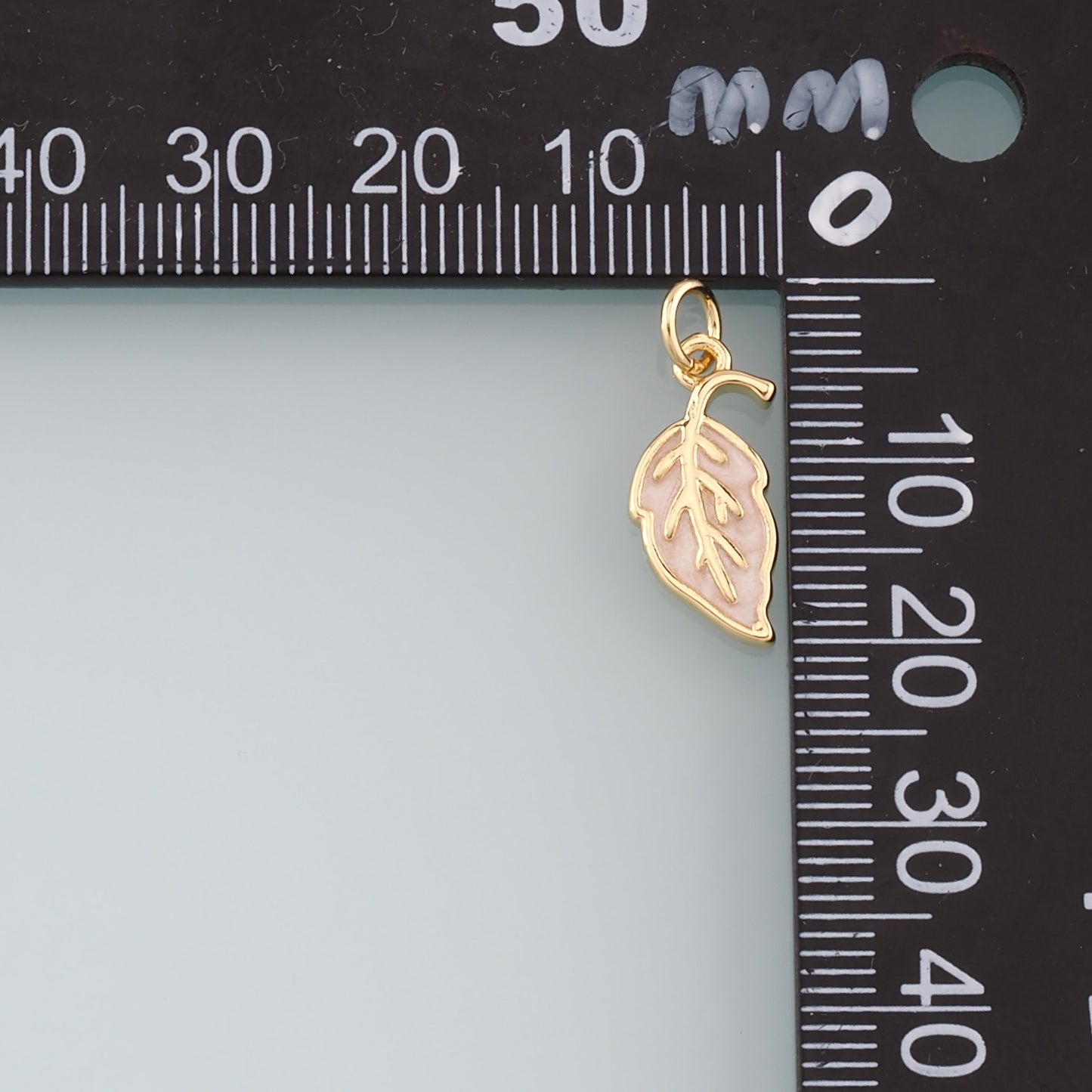 18K Gold Filled Leaf Pendant,Enamel Leaf Charm Bracelet Necklace for DIY Jewelry Making Supply
