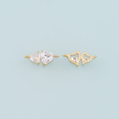 Gold Heart Charms,18K Gold Filled Heart Connector,Dainty Heart Charm Bracelet Necklace for DIY Jewelry Making Supply