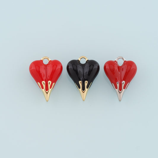 Gold Heart Charms,18K Gold Filled Heart Pendant,Enamel Heart Charm Bracelet Necklace for DIY Jewelry Making Supply