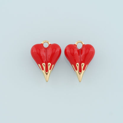 Gold Heart Charms,18K Gold Filled Heart Pendant,Enamel Heart Charm Bracelet Necklace for DIY Jewelry Making Supply