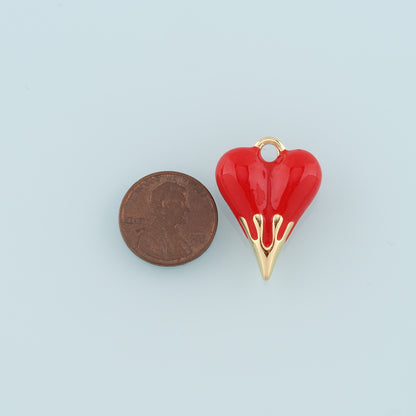 Gold Heart Charms,18K Gold Filled Heart Pendant,Enamel Heart Charm Bracelet Necklace for DIY Jewelry Making Supply