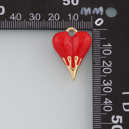 Gold Heart Charms,18K Gold Filled Heart Pendant,Enamel Heart Charm Bracelet Necklace for DIY Jewelry Making Supply