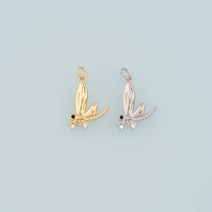 Gold Dragonfly Charms,18K Gold Filled Dragonfly Pendant,CZ Dragonfly Charm Bracelet Necklace for DIY Jewelry Making Supply