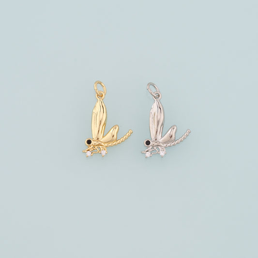 Gold Dragonfly Charms,18K Gold Filled Dragonfly Pendant,CZ Dragonfly Charm Bracelet Necklace for DIY Jewelry Making Supply