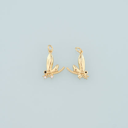 Gold Dragonfly Charms,18K Gold Filled Dragonfly Pendant,CZ Dragonfly Charm Bracelet Necklace for DIY Jewelry Making Supply