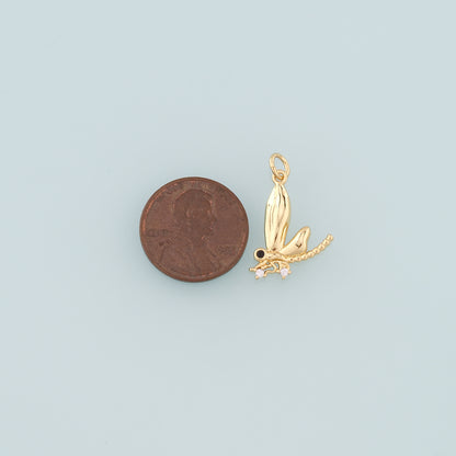 Gold Dragonfly Charms,18K Gold Filled Dragonfly Pendant,CZ Dragonfly Charm Bracelet Necklace for DIY Jewelry Making Supply