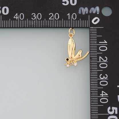 Gold Dragonfly Charms,18K Gold Filled Dragonfly Pendant,CZ Dragonfly Charm Bracelet Necklace for DIY Jewelry Making Supply
