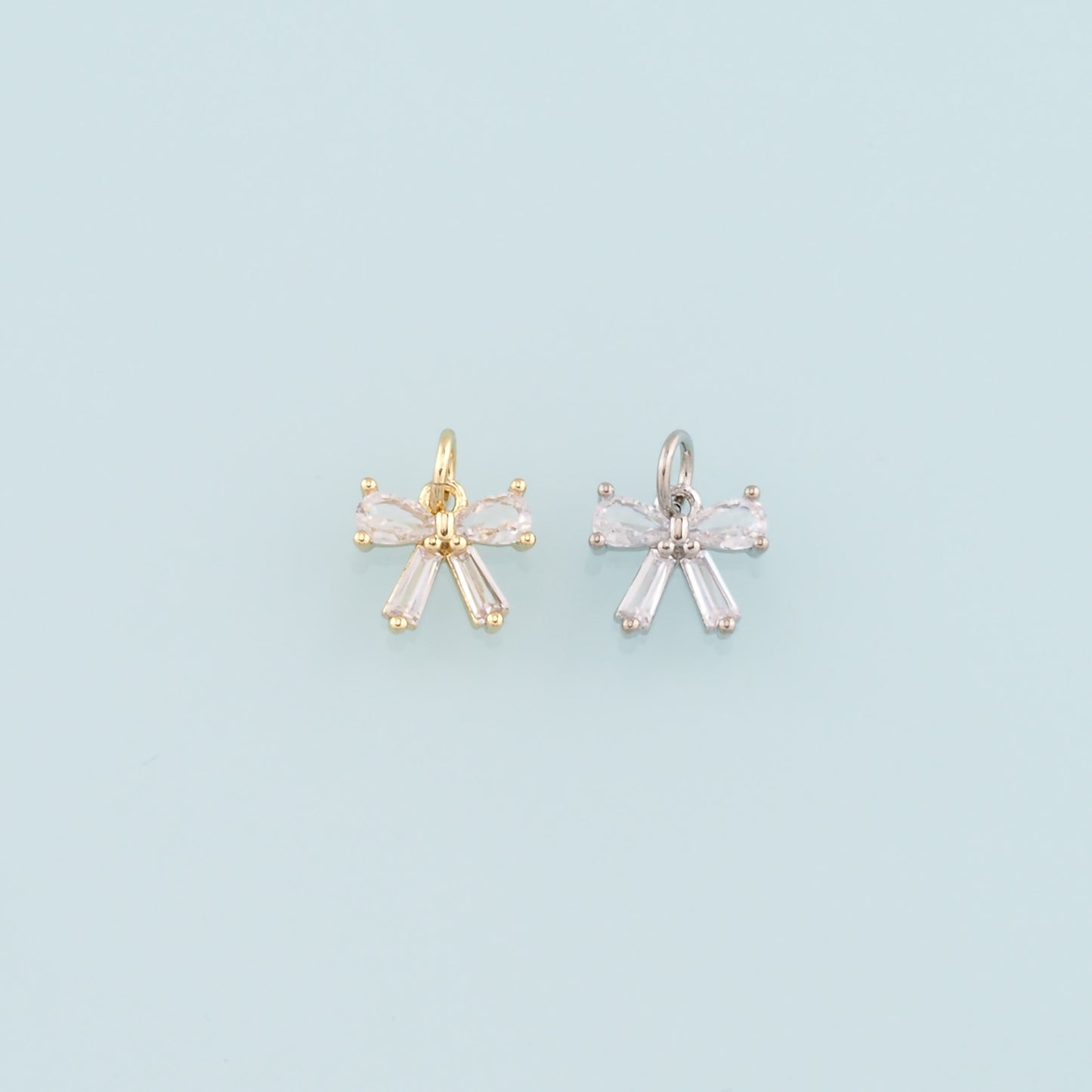 Gold Bow Charms,18K Gold Filled Bow Pendant,bow tie Charm Bracelet Necklace for DIY Jewelry Making Supply