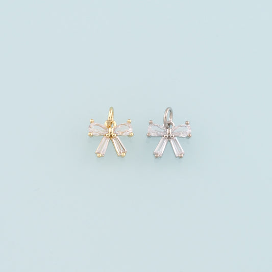 Gold Bow Charms,18K Gold Filled Bow Pendant,bow tie Charm Bracelet Necklace for DIY Jewelry Making Supply
