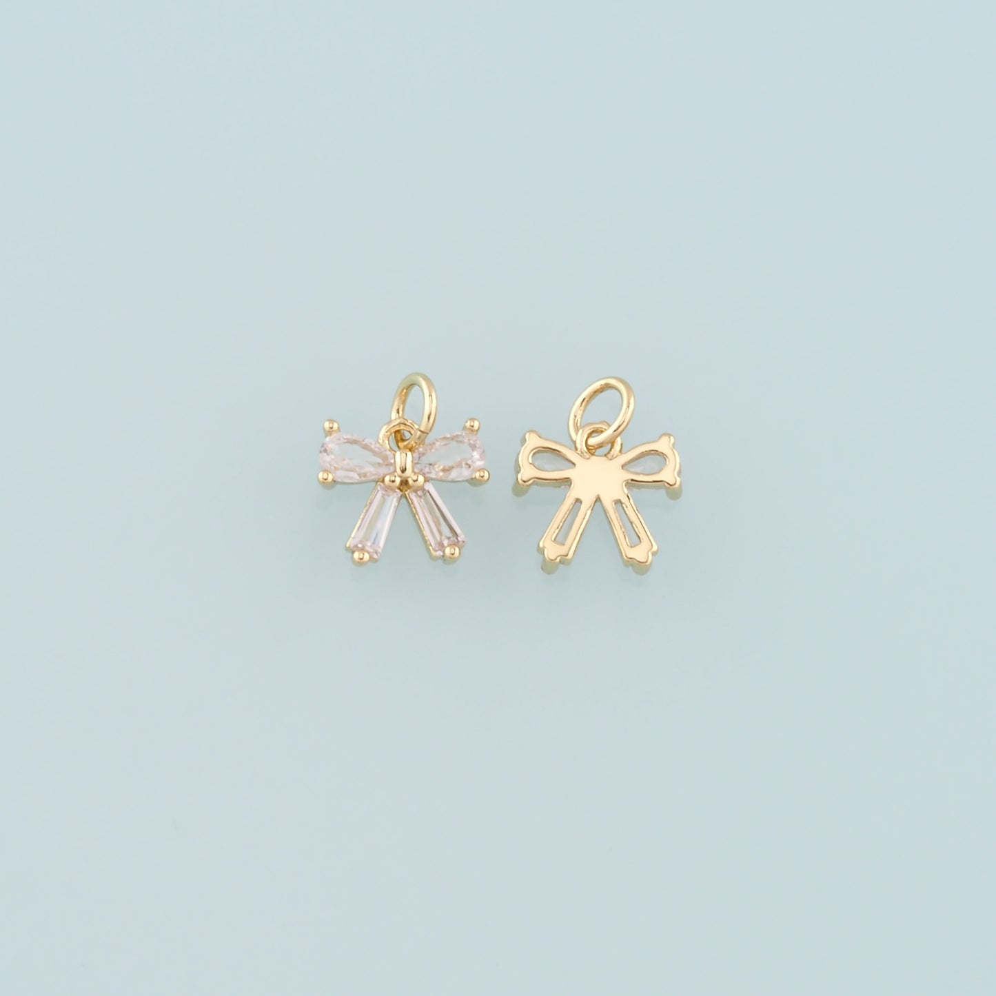 Gold Bow Charms,18K Gold Filled Bow Pendant,bow tie Charm Bracelet Necklace for DIY Jewelry Making Supply