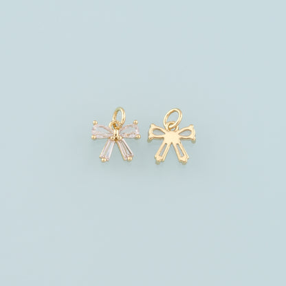 Gold Bow Charms,18K Gold Filled Bow Pendant,bow tie Charm Bracelet Necklace for DIY Jewelry Making Supply