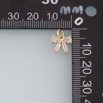 Gold Bow Charms,18K Gold Filled Bow Pendant,bow tie Charm Bracelet Necklace for DIY Jewelry Making Supply