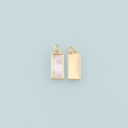 Gold Rectangle Charm,18K Gold Filled Shell Rectangle Pendant Bracelet Necklace for DIY Jewelry Making Supply