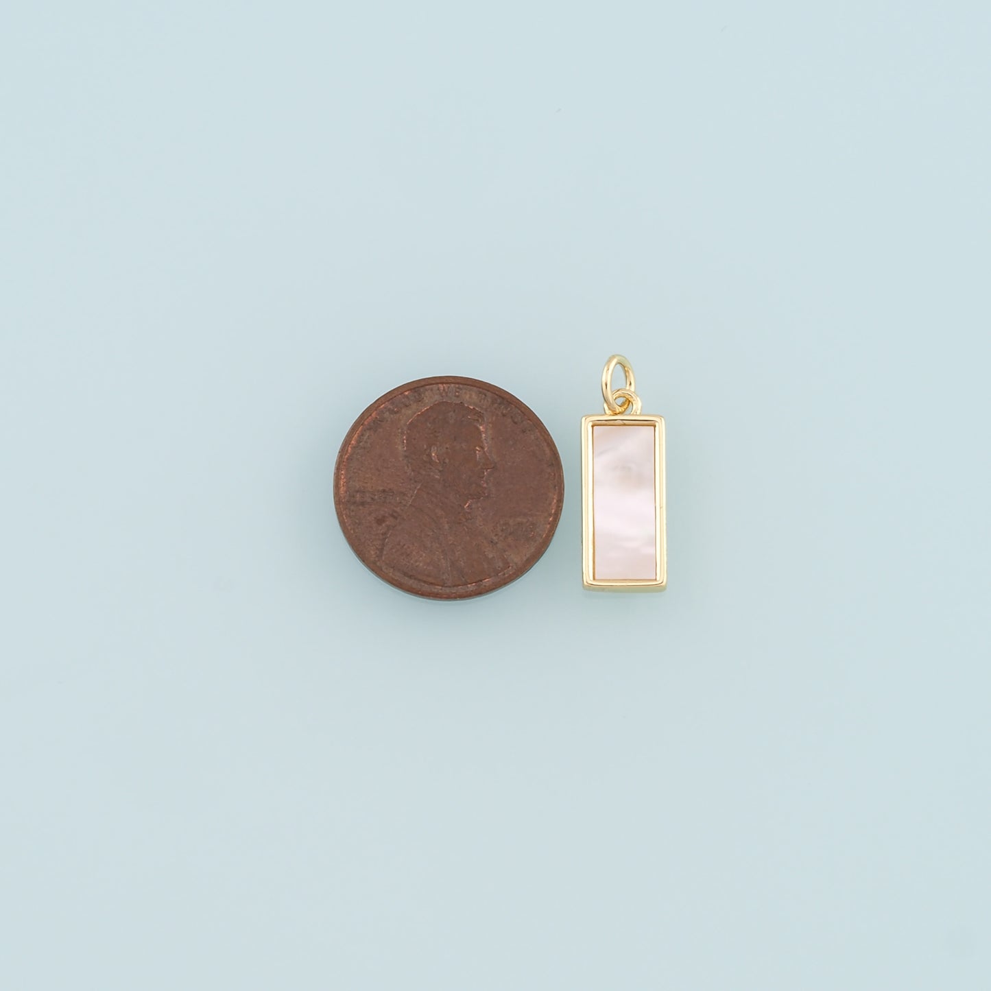 Gold Rectangle Charm,18K Gold Filled Shell Rectangle Pendant Bracelet Necklace for DIY Jewelry Making Supply