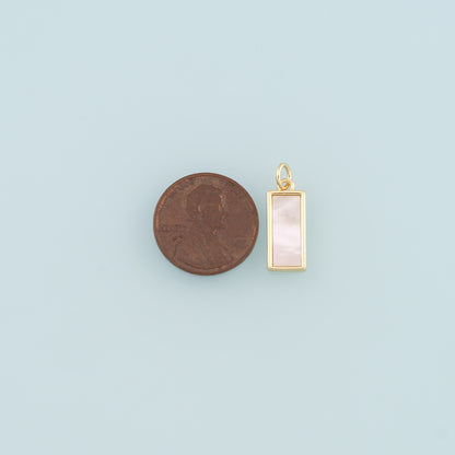 Gold Rectangle Charm,18K Gold Filled Shell Rectangle Pendant Bracelet Necklace for DIY Jewelry Making Supply