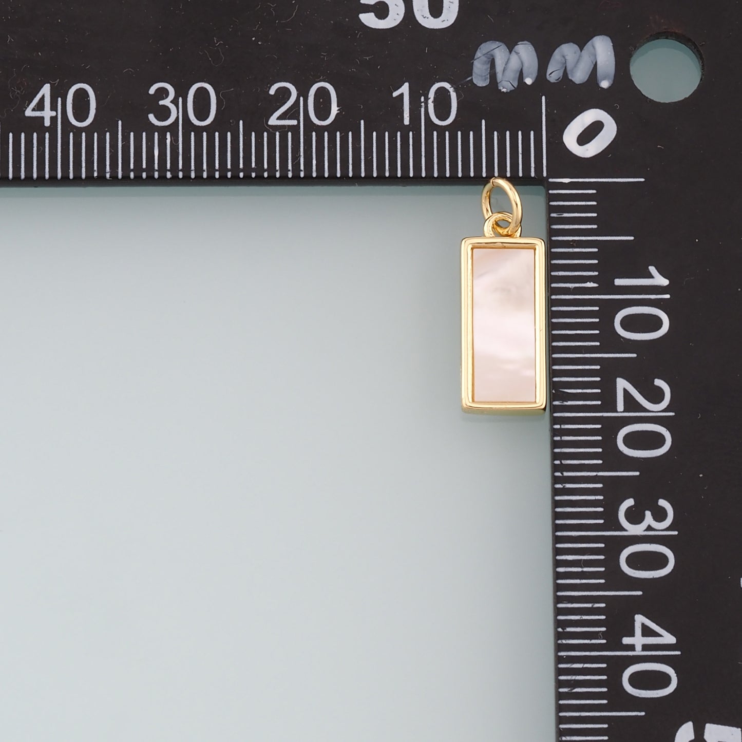 Gold Rectangle Charm,18K Gold Filled Shell Rectangle Pendant Bracelet Necklace for DIY Jewelry Making Supply