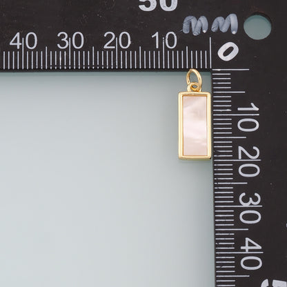 Gold Rectangle Charm,18K Gold Filled Shell Rectangle Pendant Bracelet Necklace for DIY Jewelry Making Supply