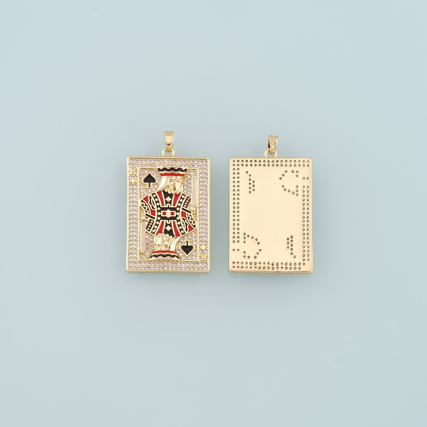 Gold Poker Charms,18K Gold Filled Poker Pendant,CZ Micro Pave Playing Card Charm Bracelet Necklace for DIY Jewelry Making Supply