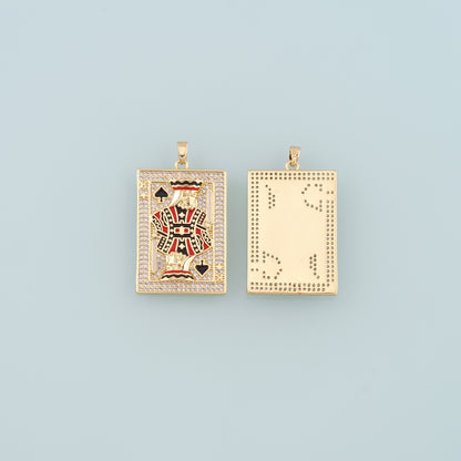 Gold Poker Charms,18K Gold Filled Poker Pendant,CZ Micro Pave Playing Card Charm Bracelet Necklace for DIY Jewelry Making Supply